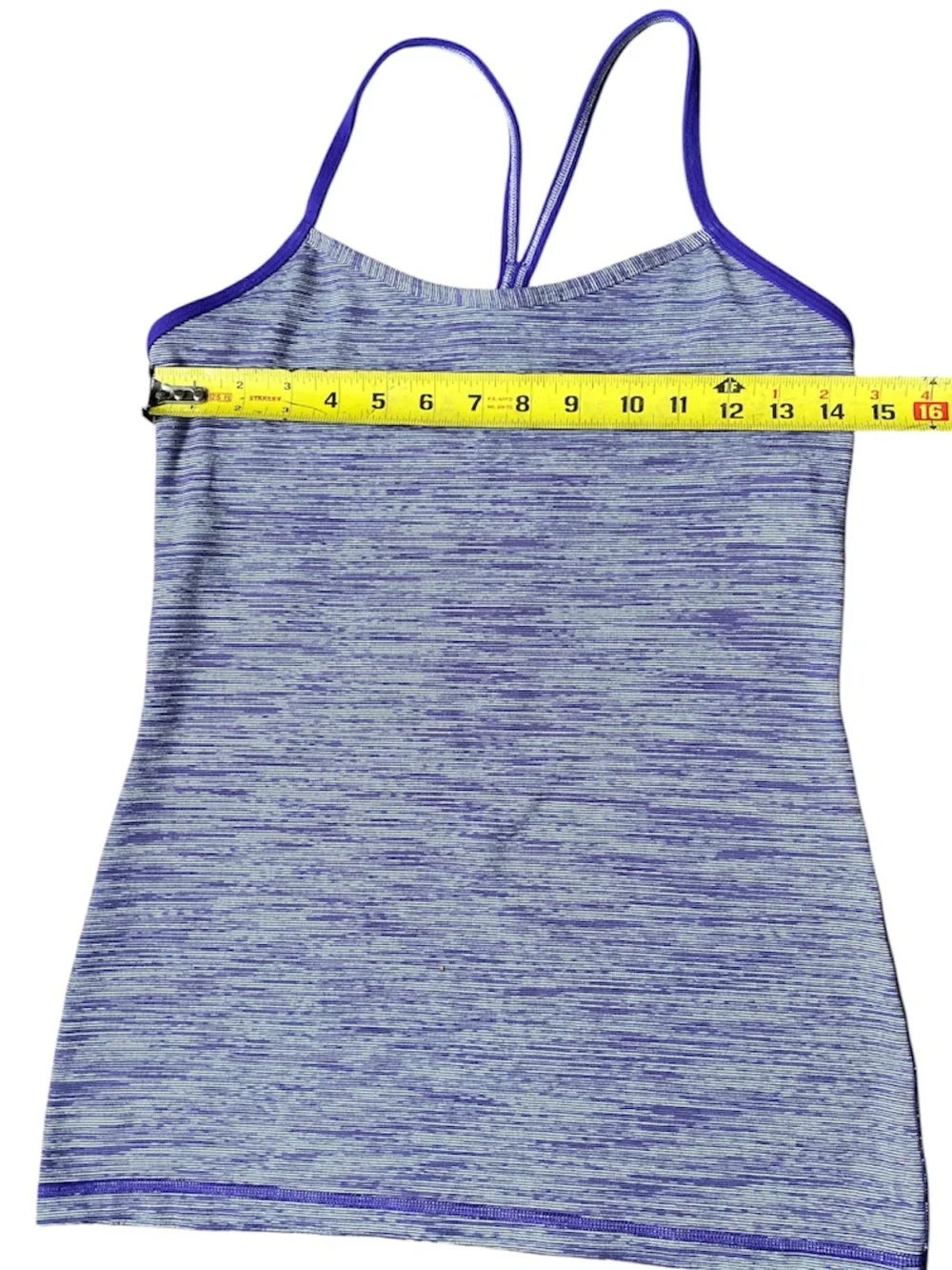 Lululemon Power Y Tank Top Purple Space Dye Heathered Built-In Shelf Bra Size 8